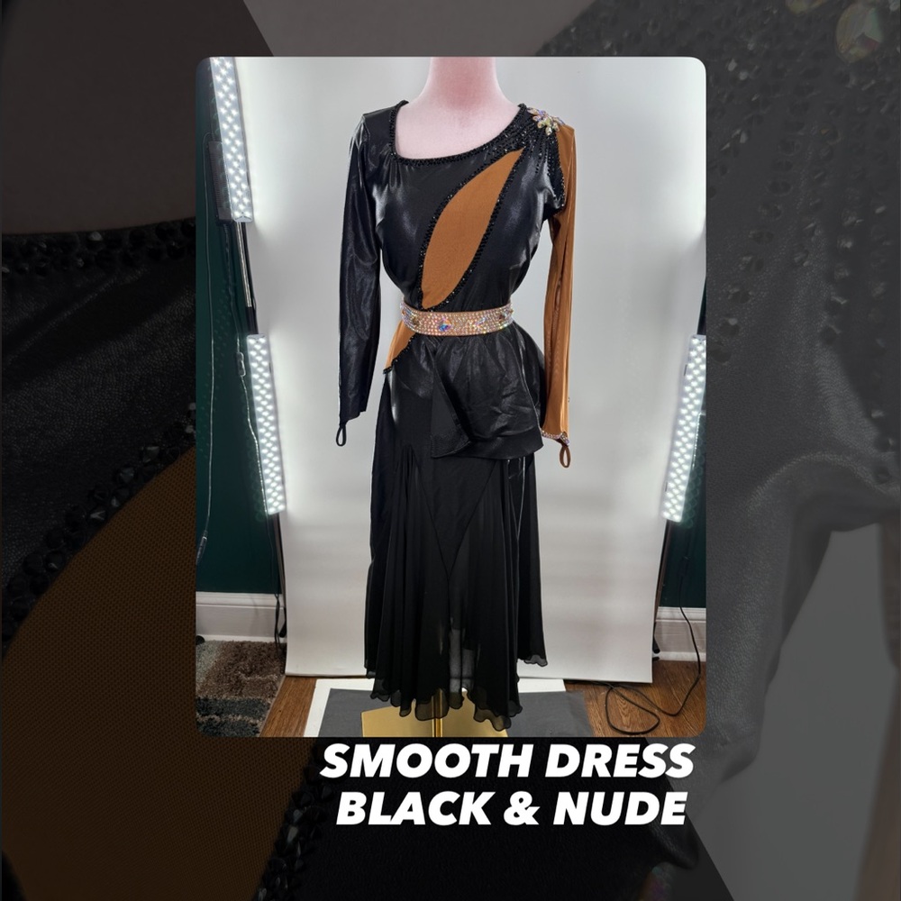 EUC Black And Nude Peplum Smooth Ballroom Dress